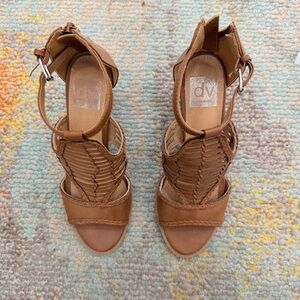 Dolce Vita Tan Woven Leather Heeled Sandals